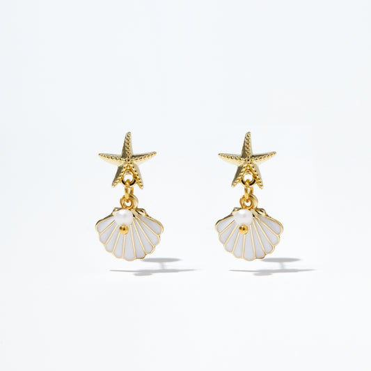 Starfish Scallop Freshwater Peal Ear Studs