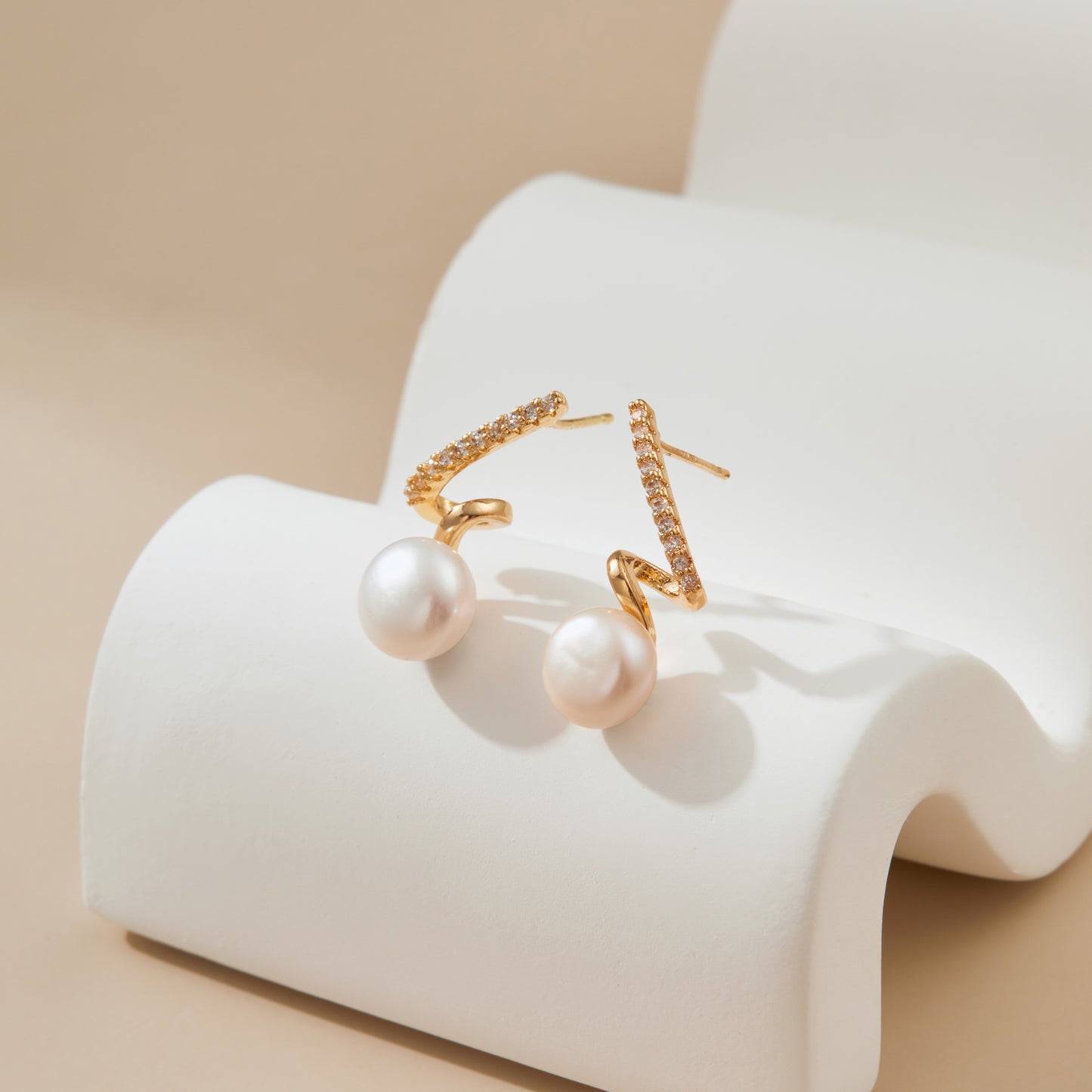 Struck – CZ Bar & Pearl Drop Earrings