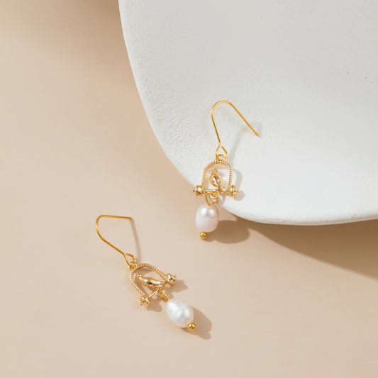 The Watching Bird – Perch & Pearl Hook Earrings