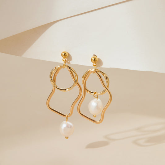 Free Flow – Organic Loop & Pearl Statement Earrings