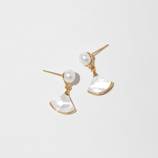 Fan Shell Pearl Earrings