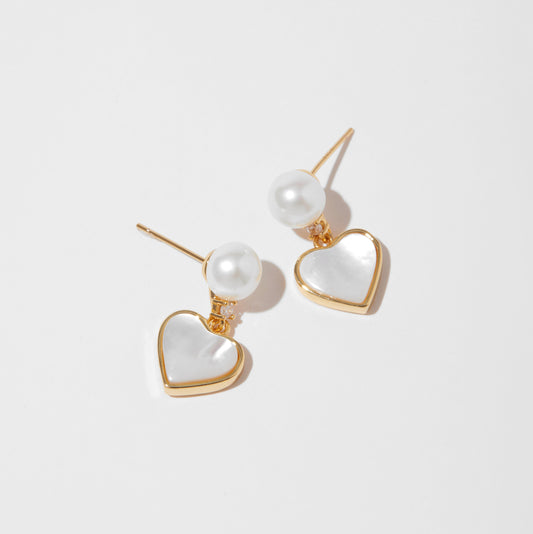 Love of heart pearl earrings