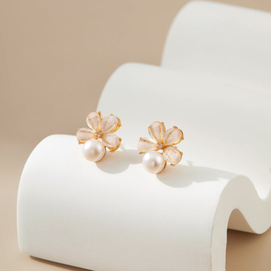 Small Flower Pearl Earrings