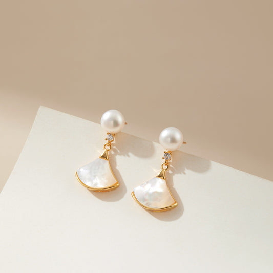 Fan Shell Pearl Earrings