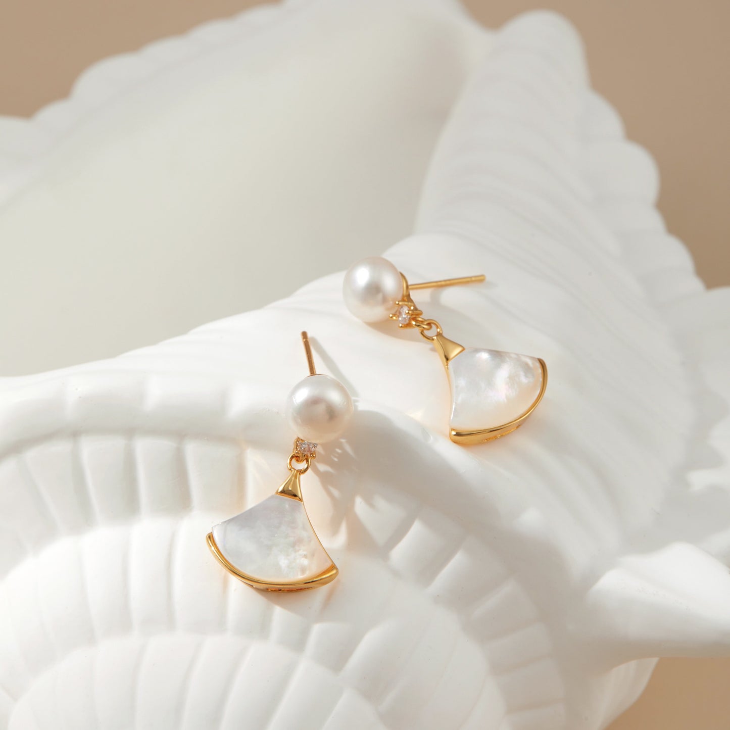 Fan Shell Pearl Earrings