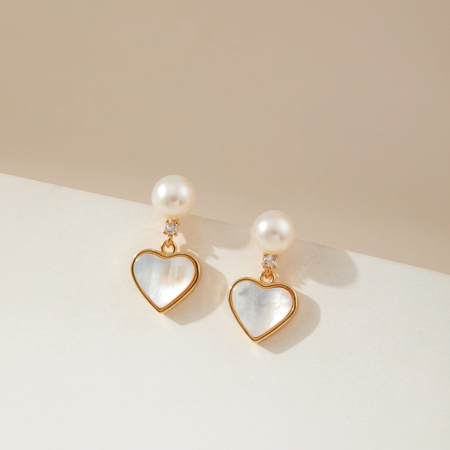 Love of heart pearl earrings