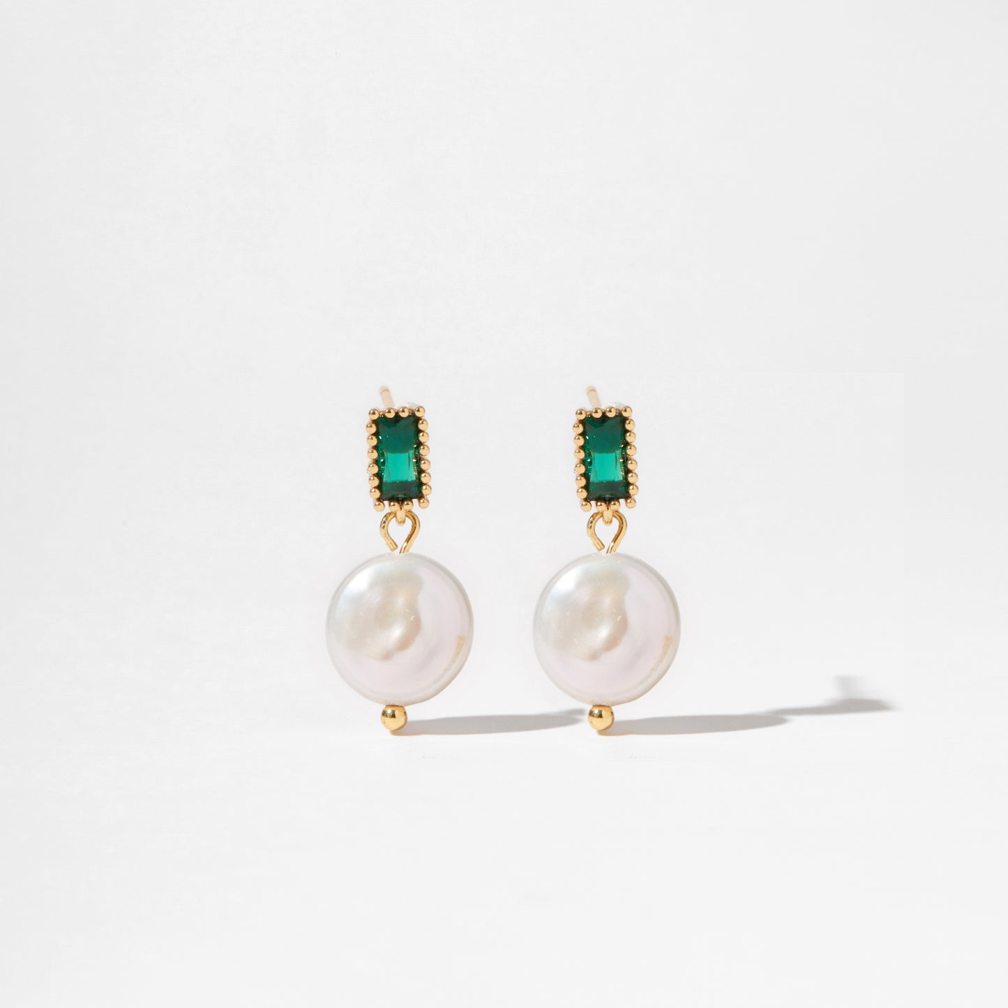 Emerald Elegance Baroque Pearl Earrings