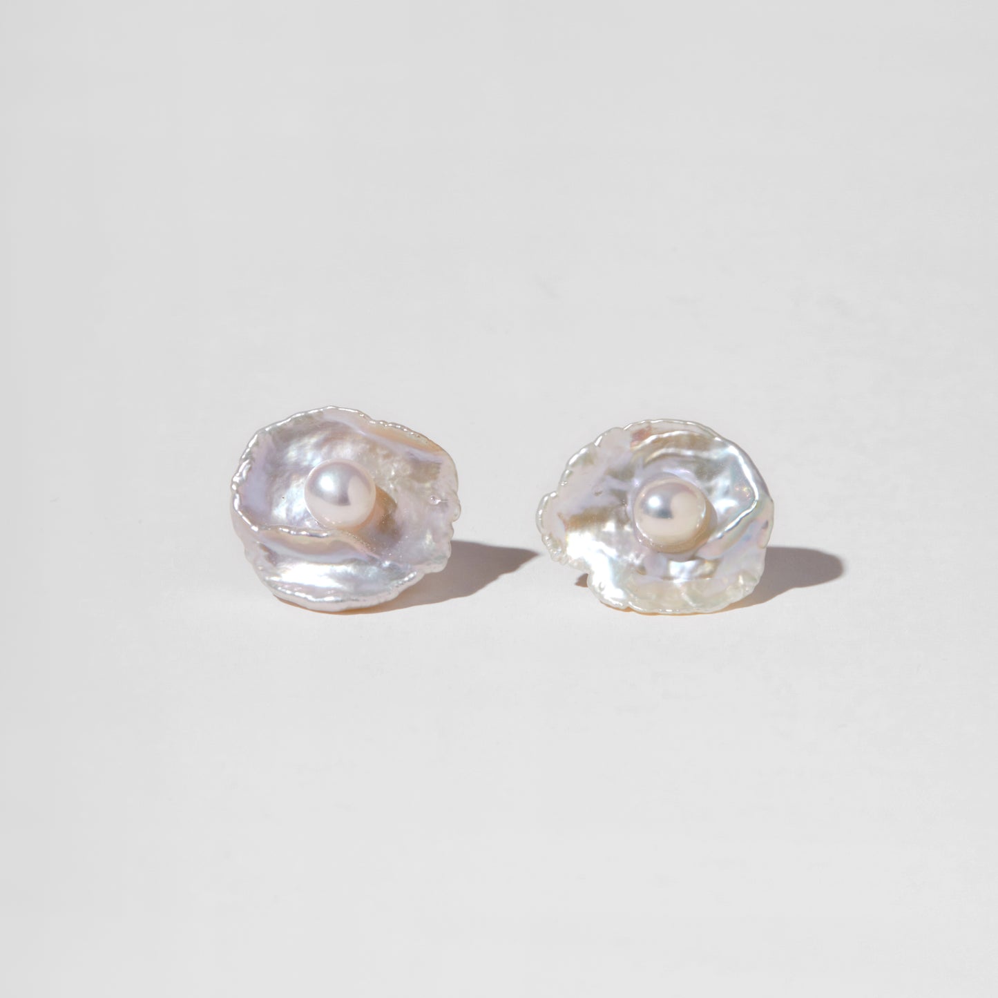 Sun-side Egg Pearl Ear Studs