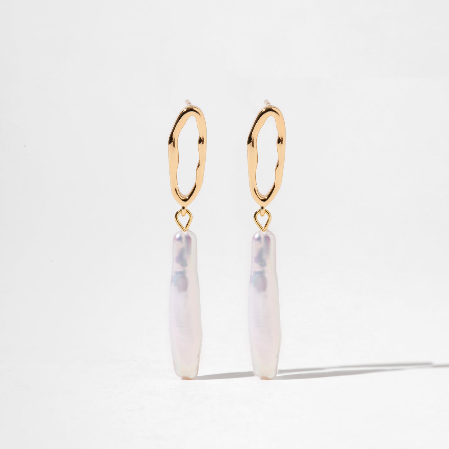 Silver Bar Baroque Pearl Earring