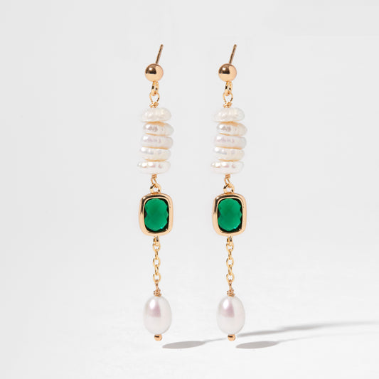 Emerald Stacking pearl earrings