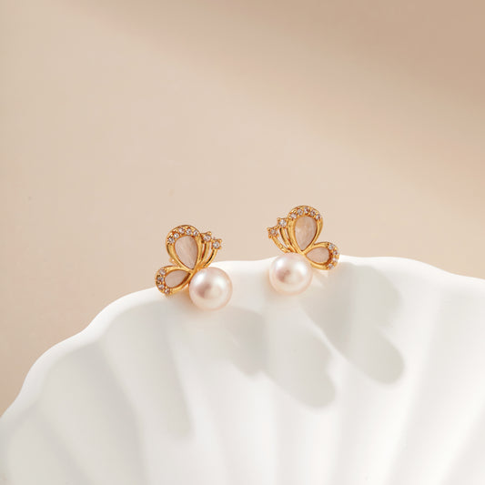 Shimmering Pearl Butterfly Studs.