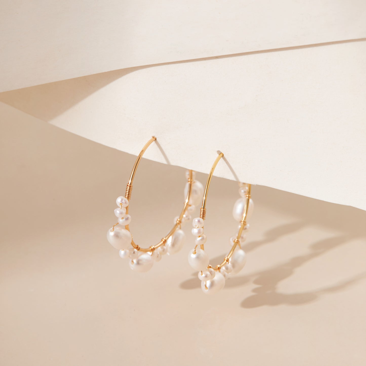 Winding Baroque Star Pearl Hoops