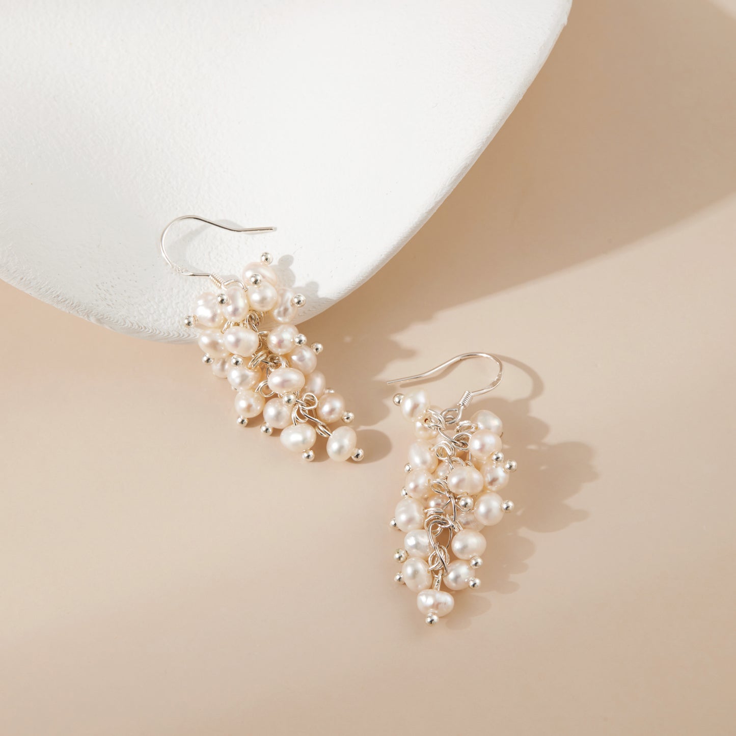 Grape shape pearl earrings