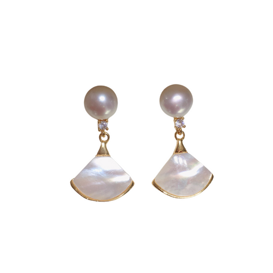 Fan Shell Pearl Earrings