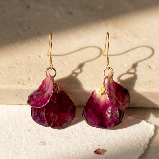 Petal Cluster – Dried Rose Petal Cluster Drop Earrings