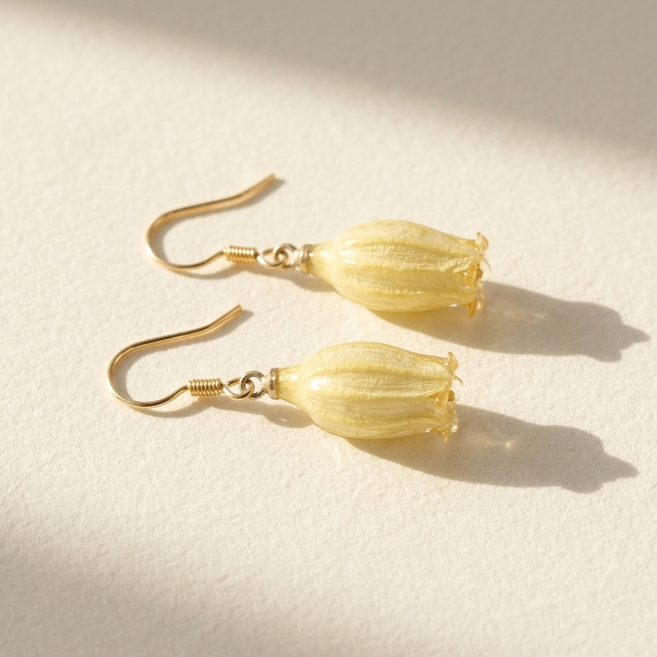 Lily of the Valley – Soft Yellow Bell Flower Drop Earrings