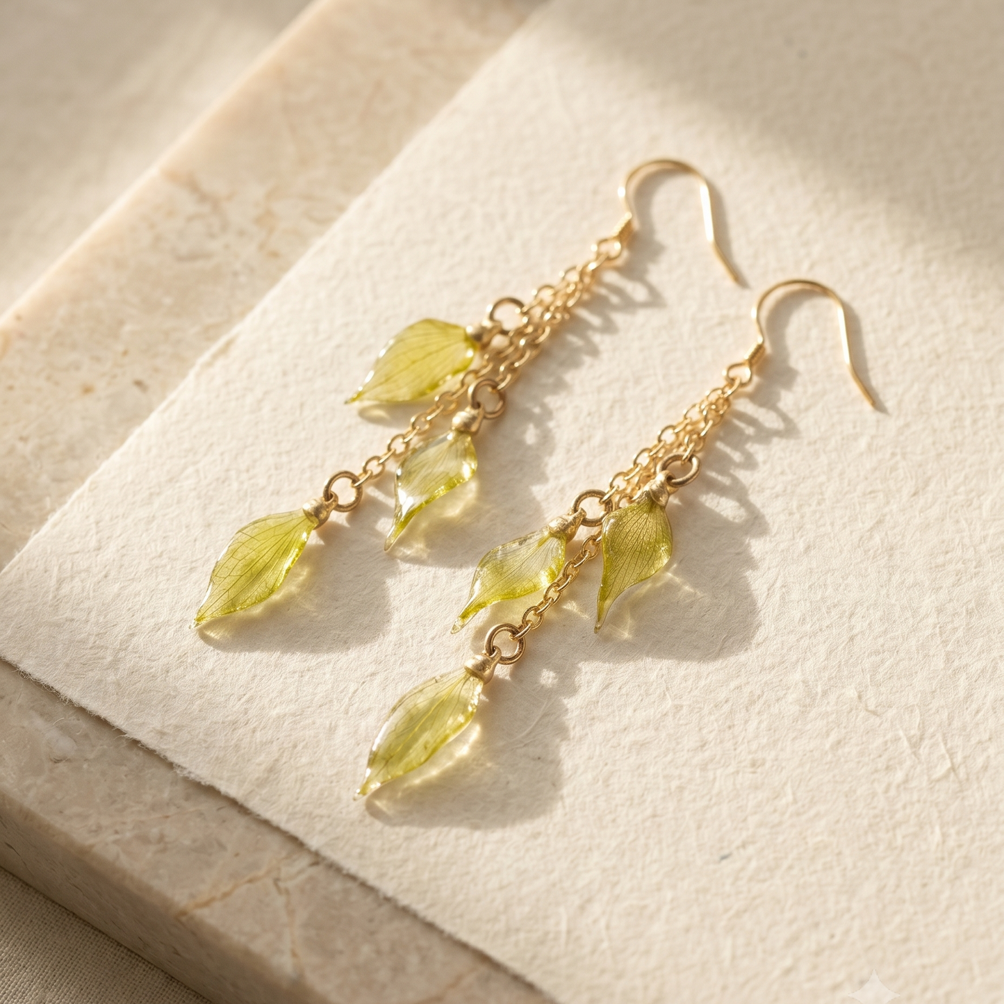 Mini Leaves – Dried Mini Leaf Long Drop Earrings
