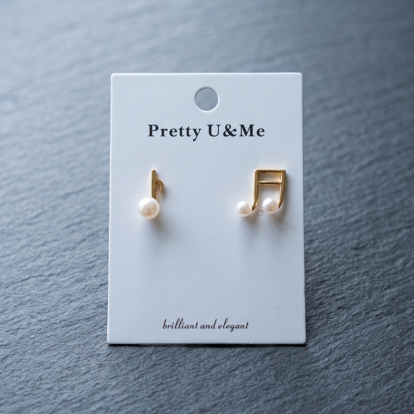Little Song – Asymmetric Music Note Pearl Stud Earrings