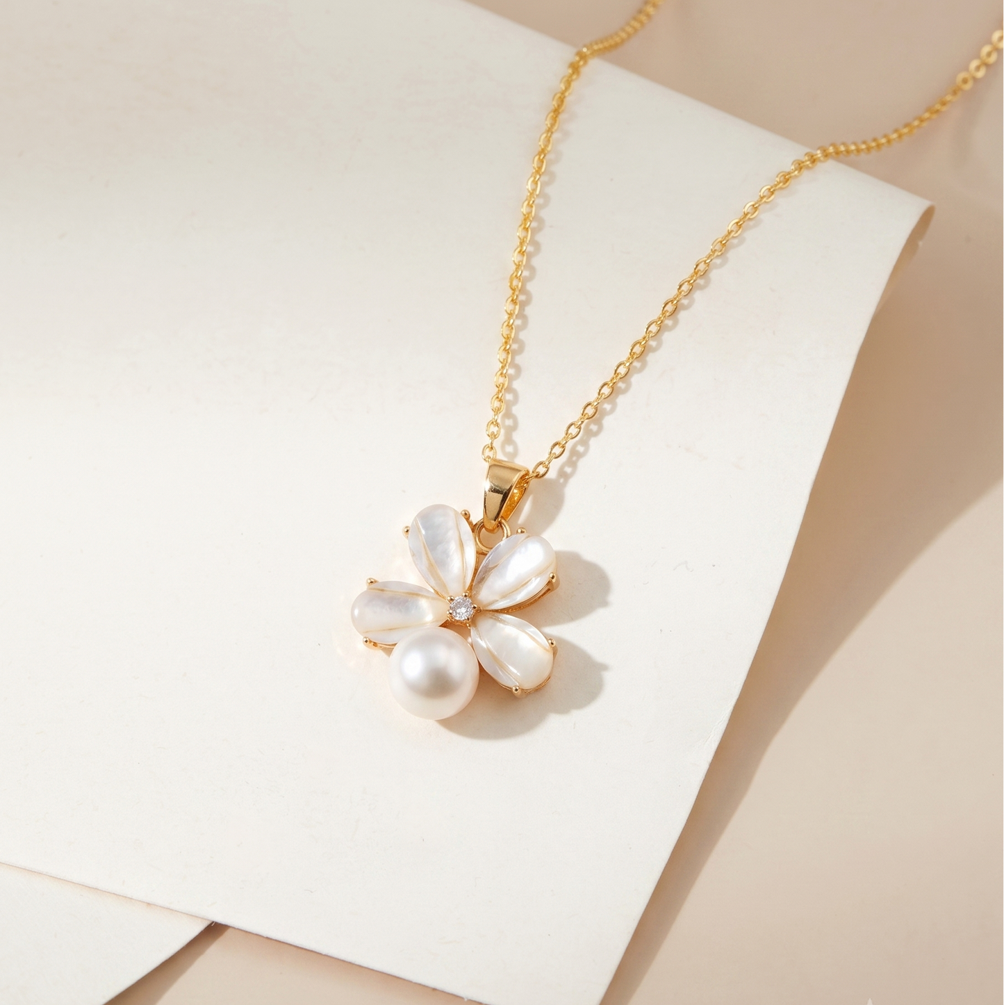 Pearl Bloom โ Flower & Pearl Pendant Necklace
