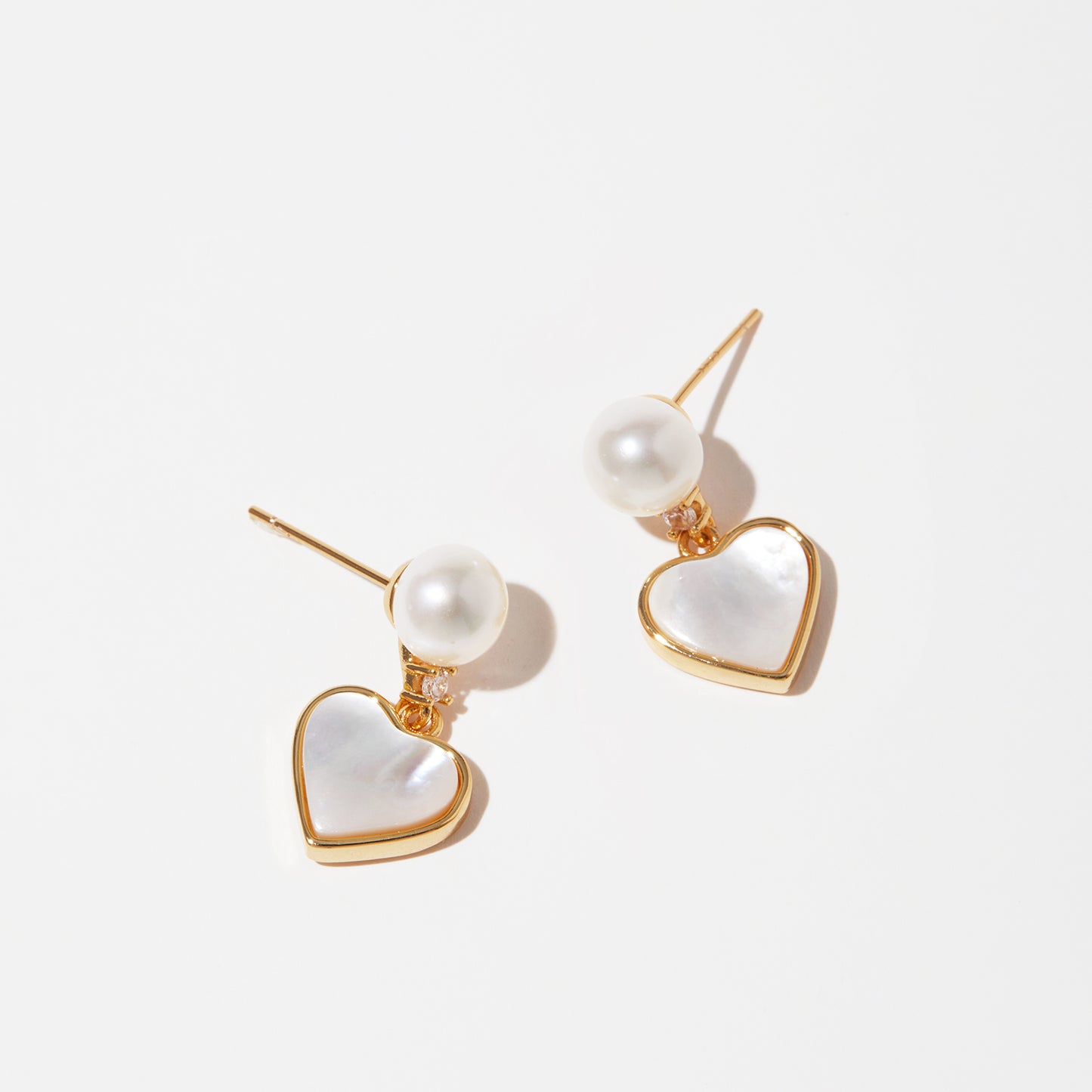 Tender Heart – Pearl & Mother-of-Pearl Heart Drop Earrings