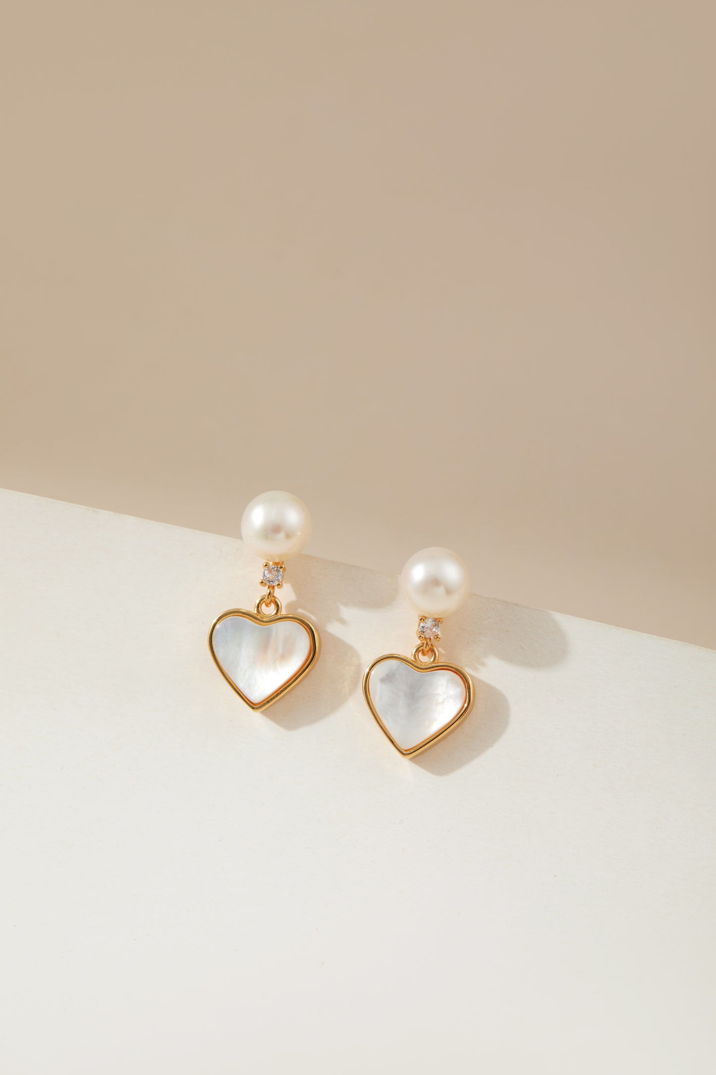 Love of heart pearl earrings