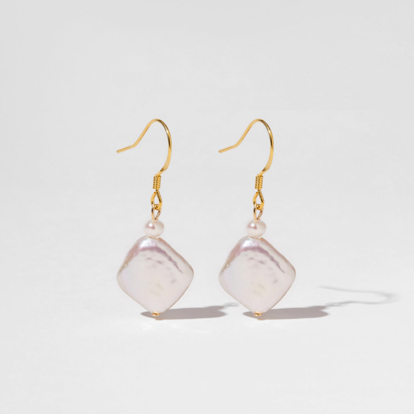Diamond Pearl – Nucleated Diamond Pearl Hook Earrings