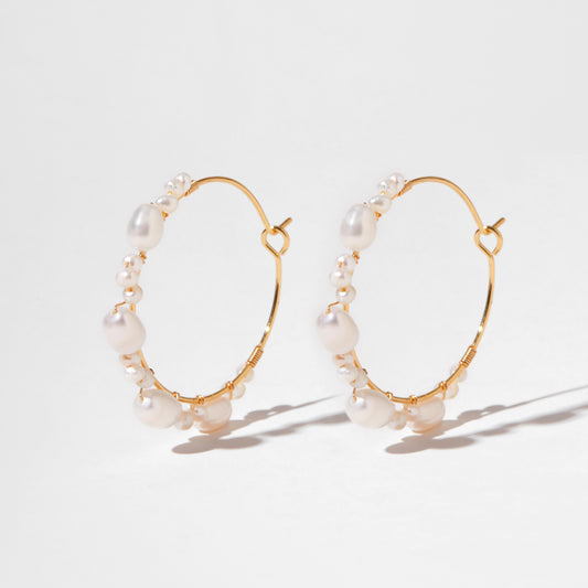 Full Circle – Winding Baroque Star Pearl Hoops