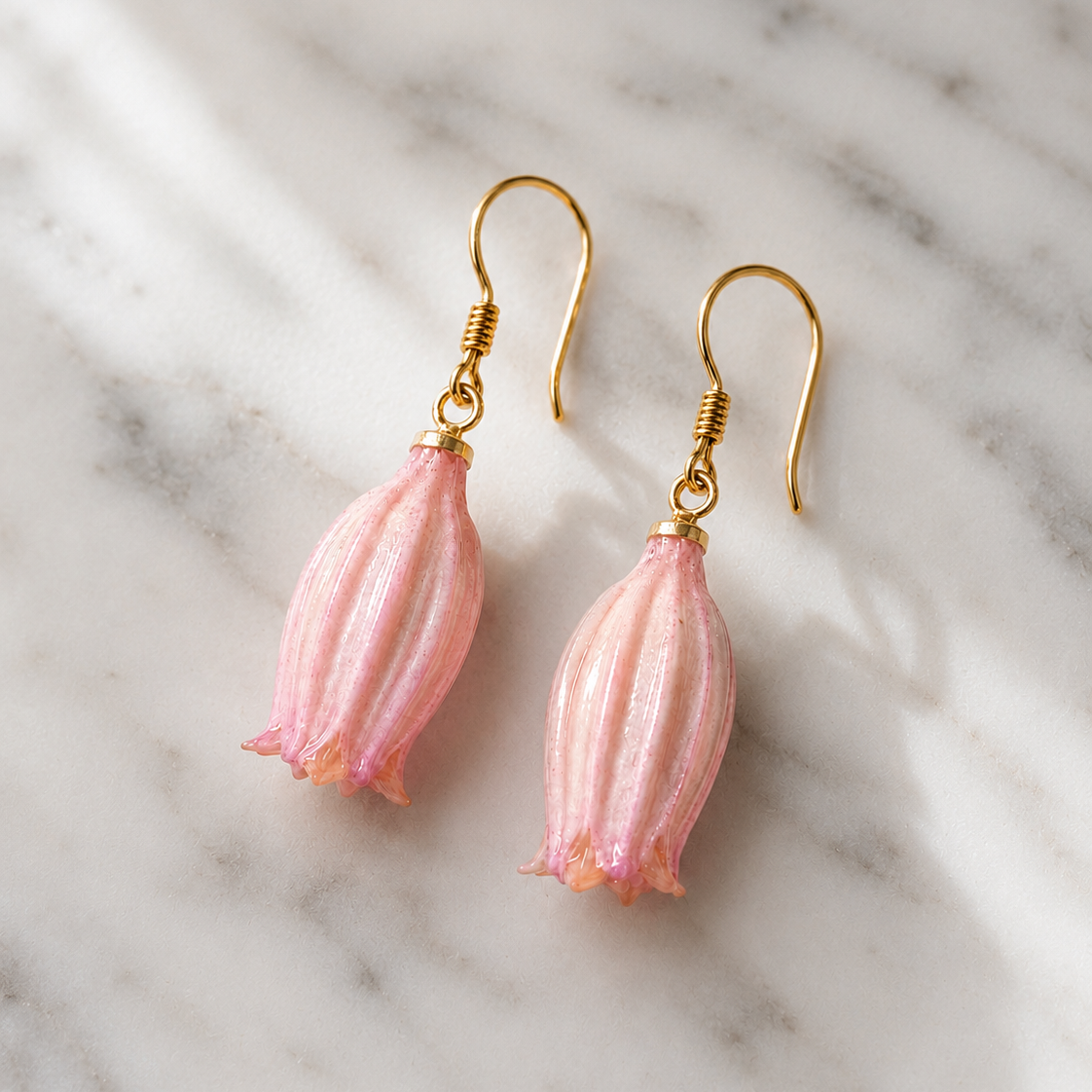 Lily of the Valley – Blush Pink Bell Flower Drop Earrings