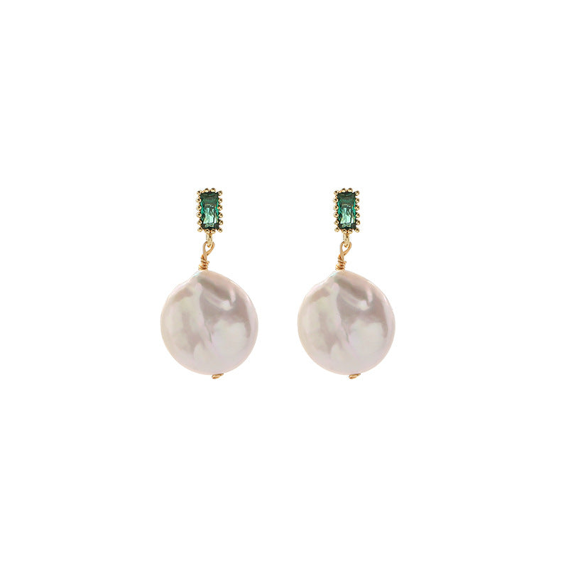 Emerald Elegance Baroque Pearl Earrings