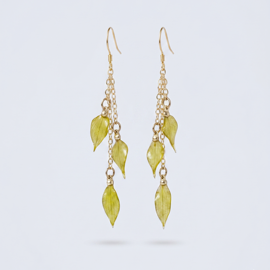 Mini Leaves – Dried Mini Leaf Long Drop Earrings