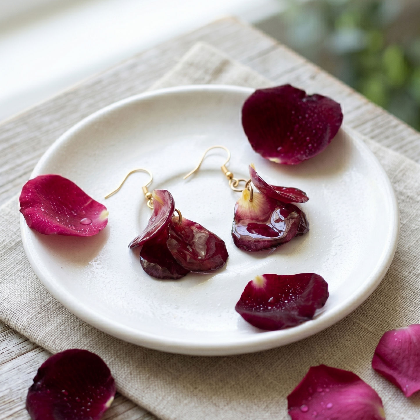 Petal Cluster – Dried Rose Petal Cluster Drop Earrings