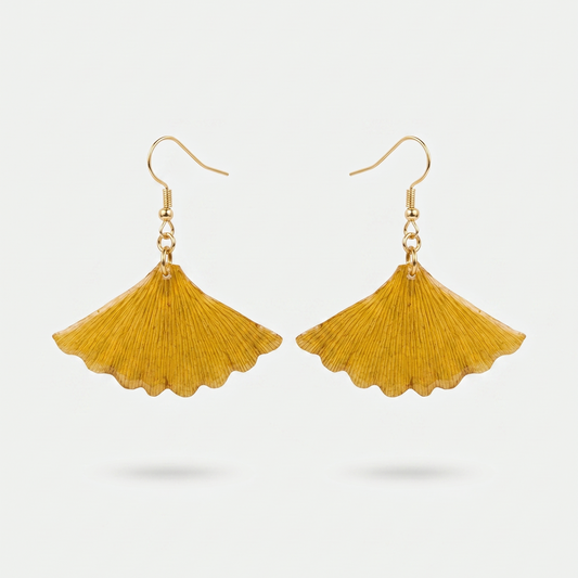 Ginkgo – Yellow Ginkgo Fan Leaf Drop Earrings