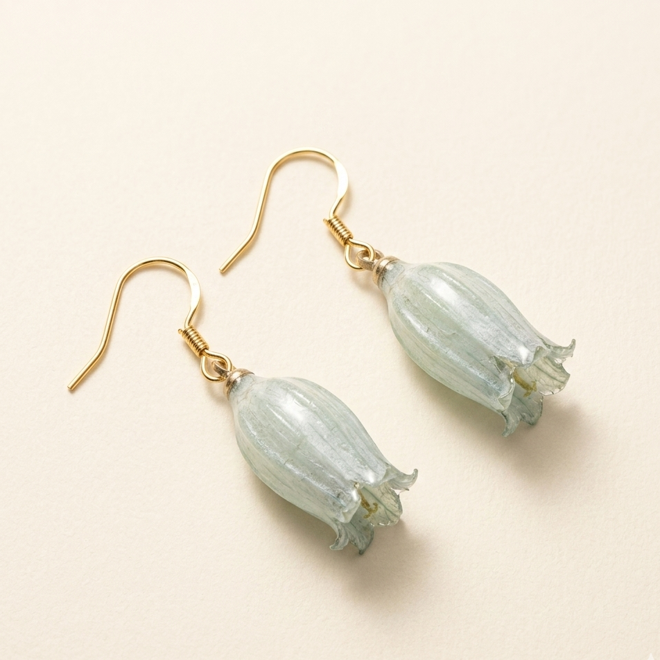 Lily of the Valley – Pale Blue Bell Flower Drop Earrings