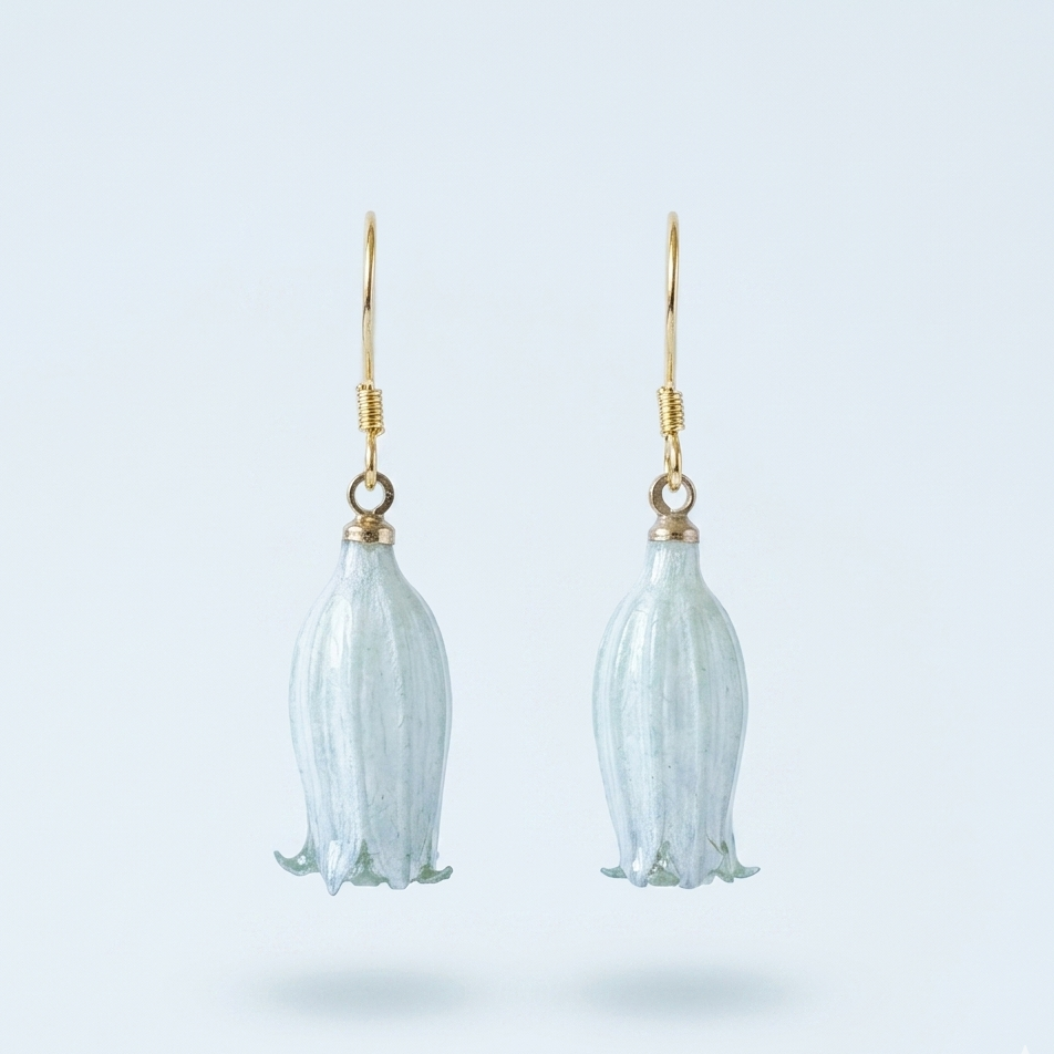 Lily of the Valley – Pale Blue Bell Flower Drop Earrings