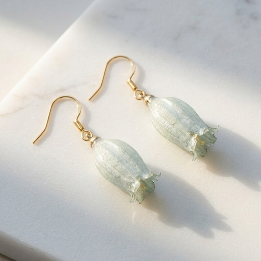 Lily of the Valley – Pale Blue Bell Flower Drop Earrings