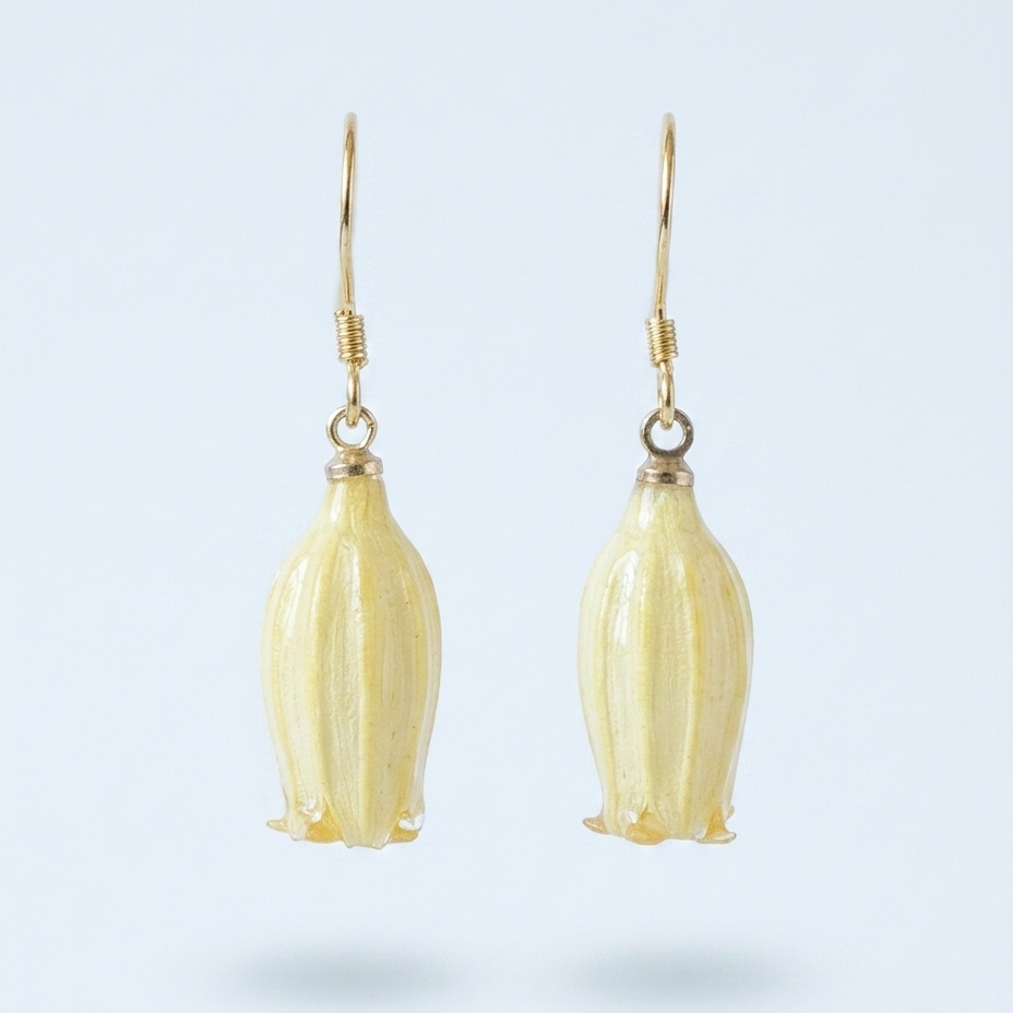 Lily of the Valley – Soft Yellow Bell Flower Drop Earrings