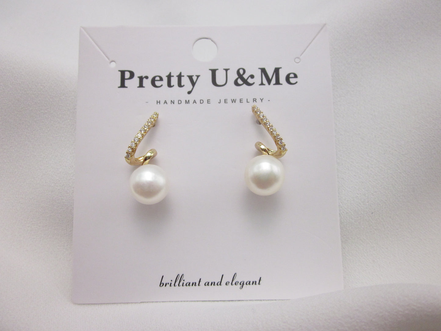 Twisted Shape Freshwater Pearl Studs with Sparking Zirconia