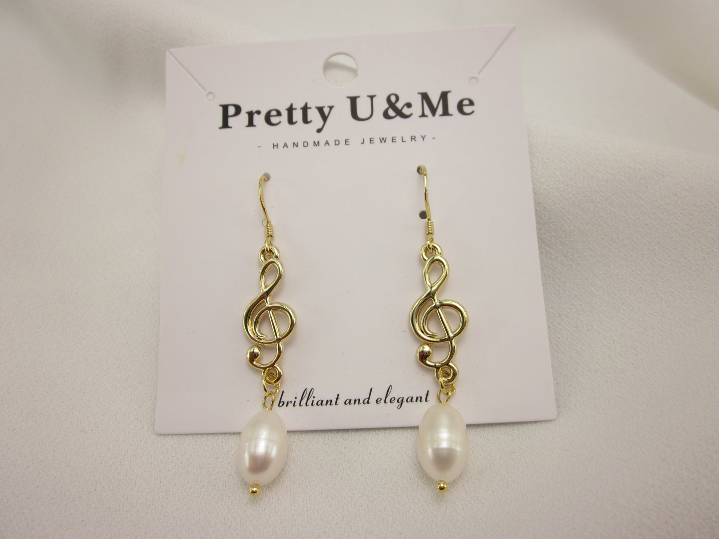 Music Clef Note Pearl Earrings