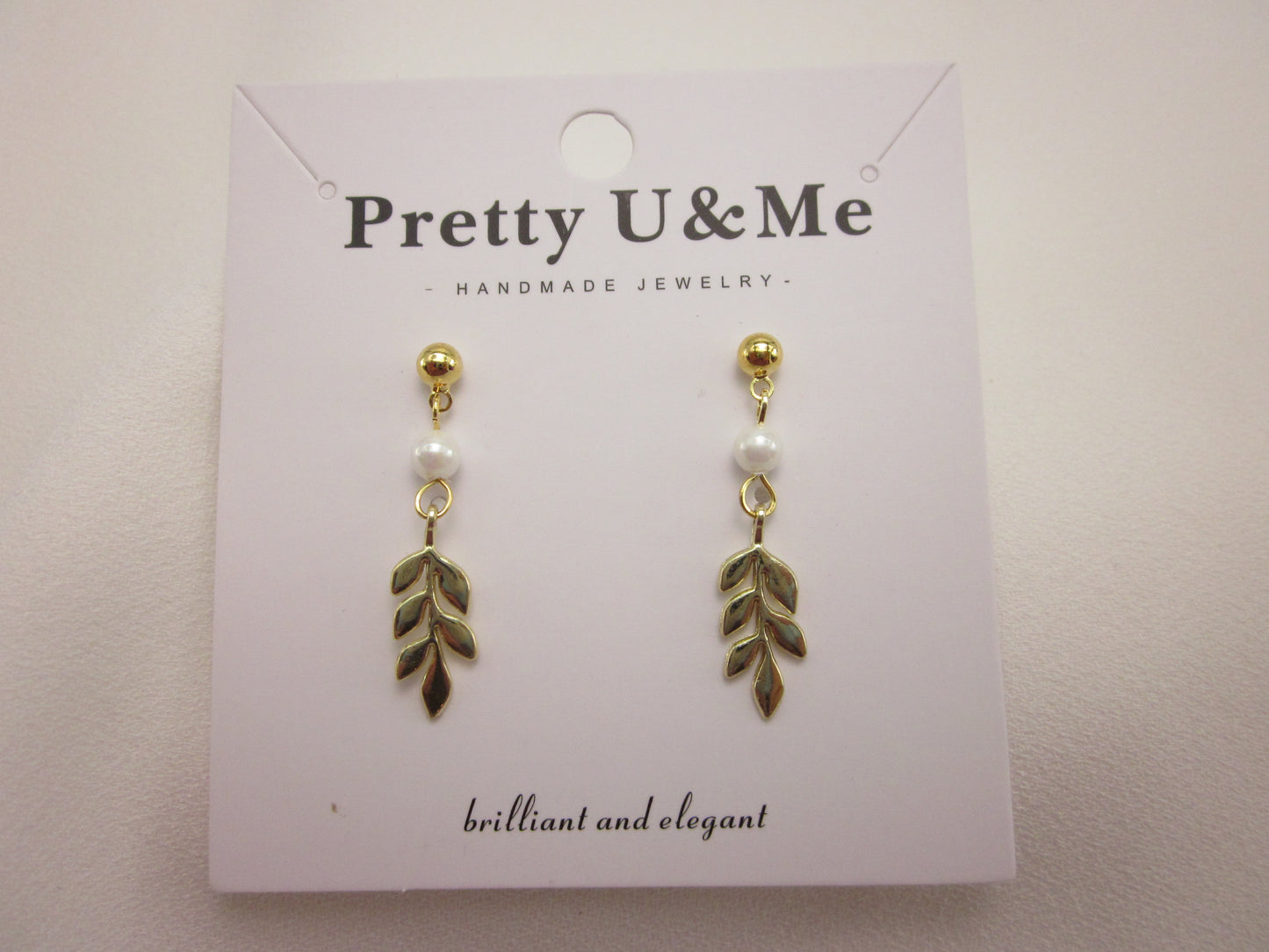 Golden Leaf Pearl Earrings