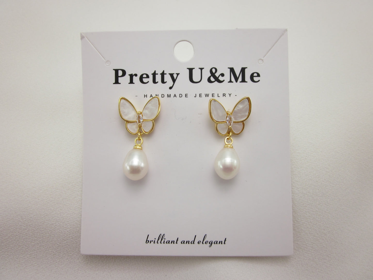 FlutterGlow Butterfly Pearl Earrings