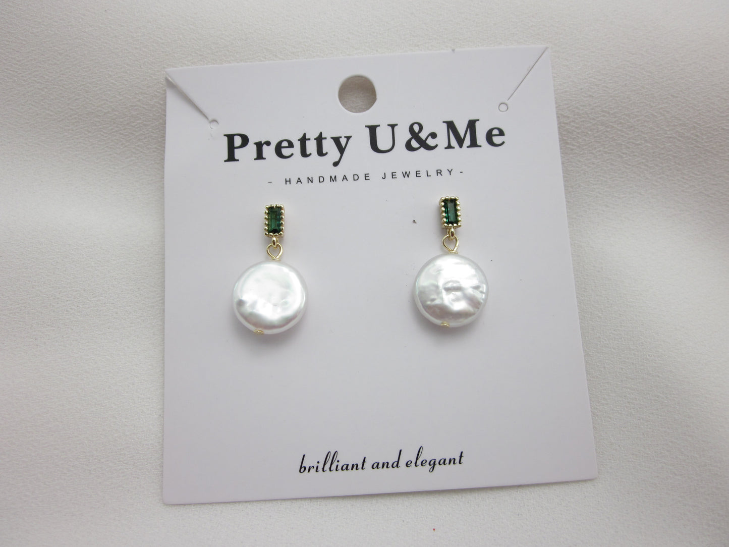 Emerald Elegance Baroque Pearl Earrings