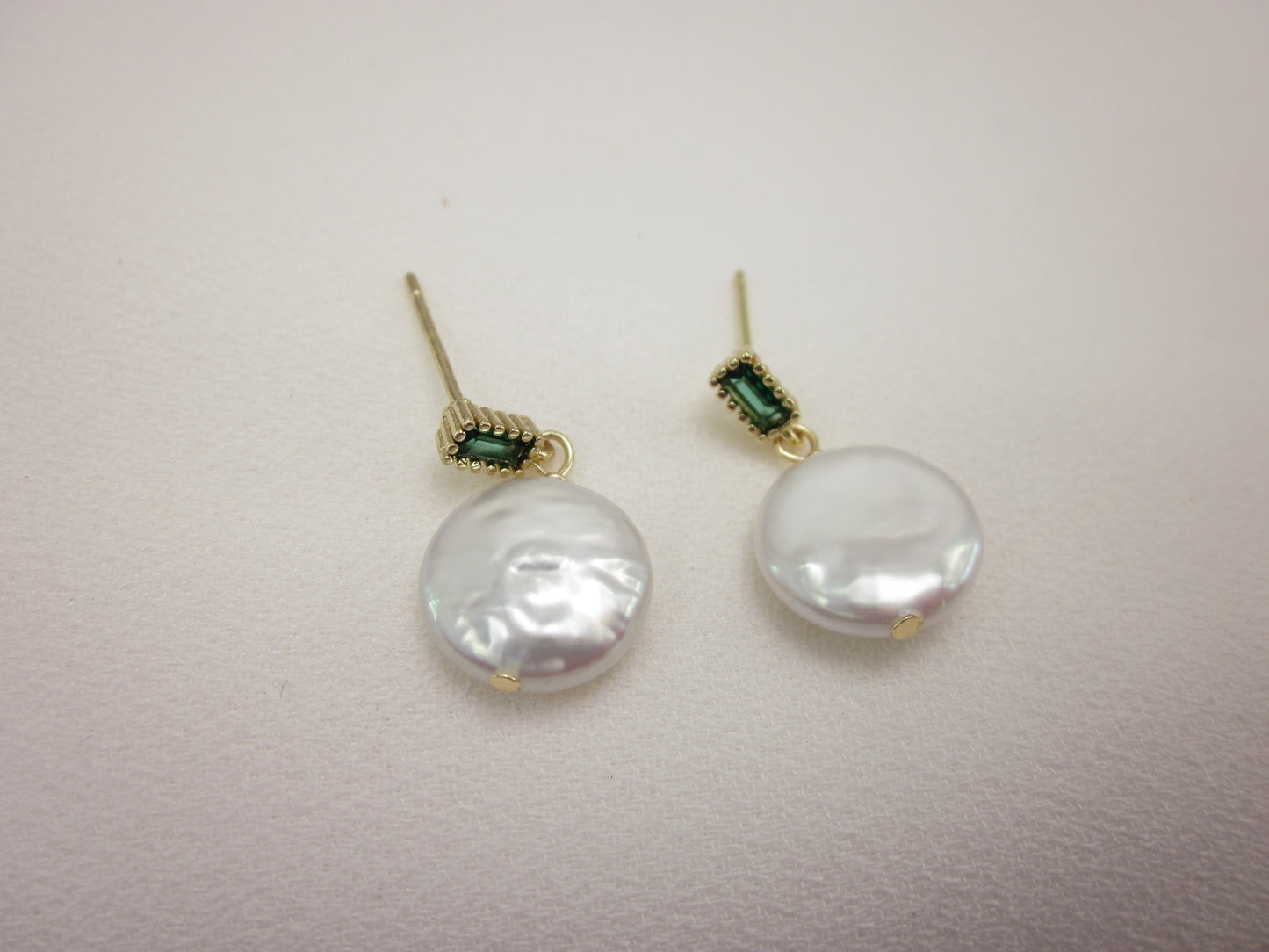 Emerald Elegance Baroque Pearl Earrings