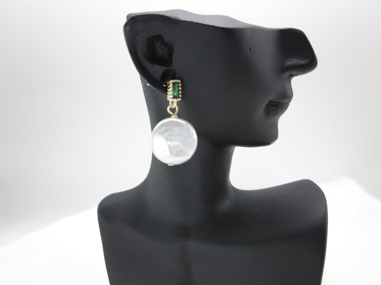 Emerald Elegance Baroque Pearl Earrings