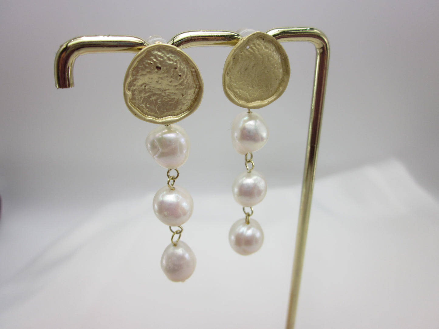 Triple Pearl Symphony Earrings