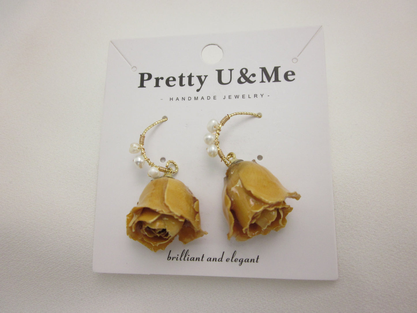 Dried Rose Earrings - Yellow Smile