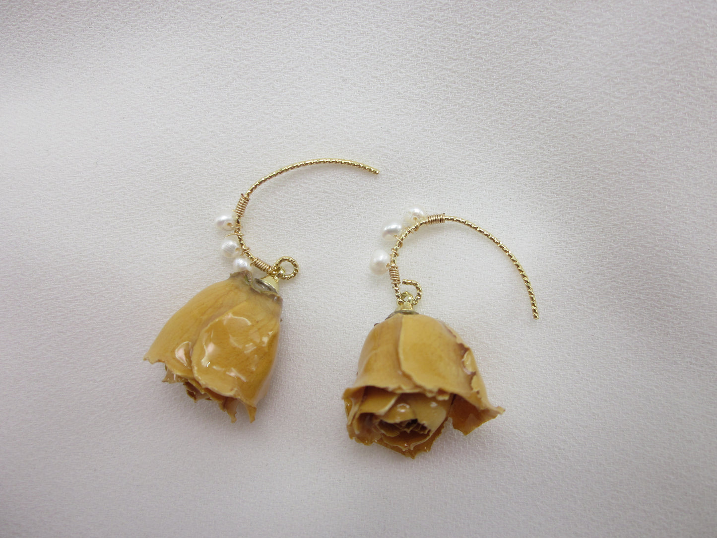 Dried Rose Earrings - Yellow Smile