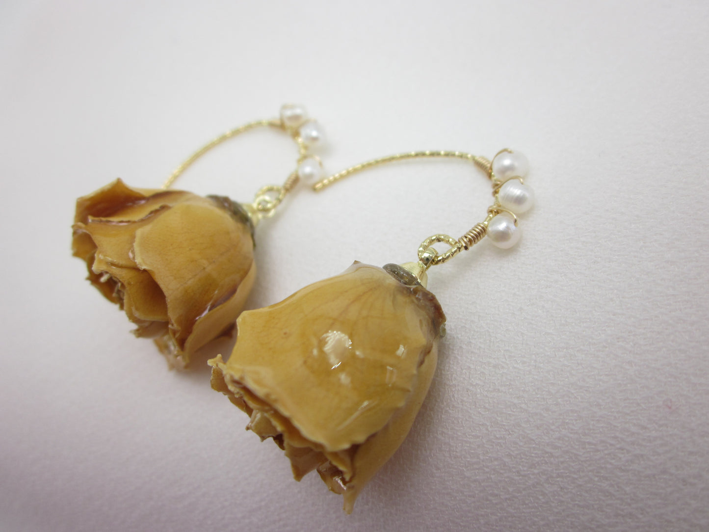 Dried Rose Earrings - Yellow Smile