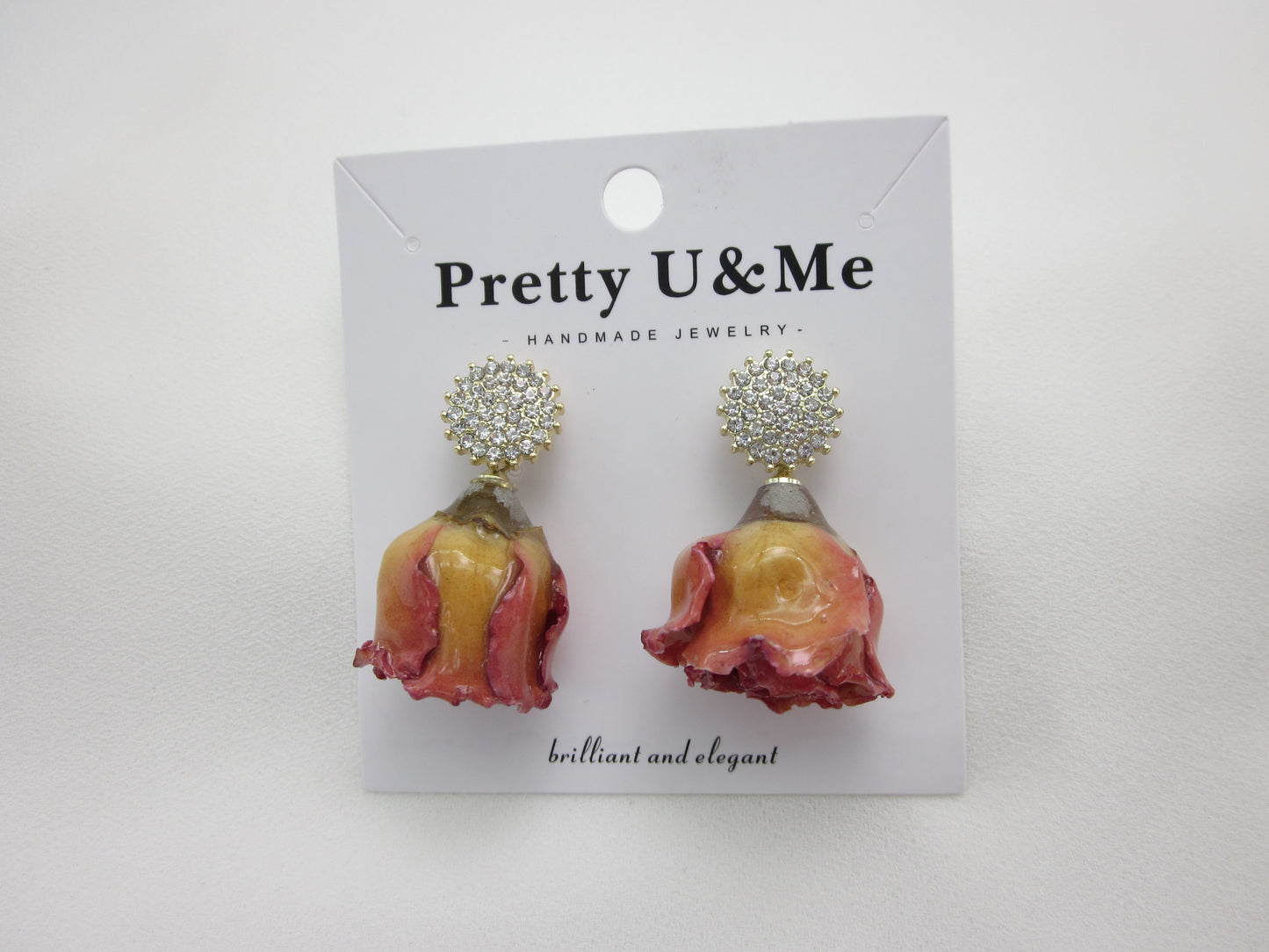 Dried Rose Earrings - Sunny Orange