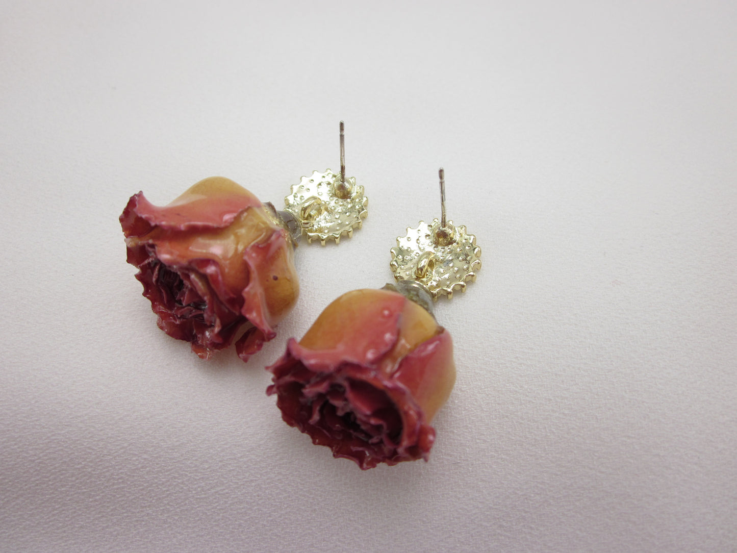 Dried Rose Earrings - Sunny Orange