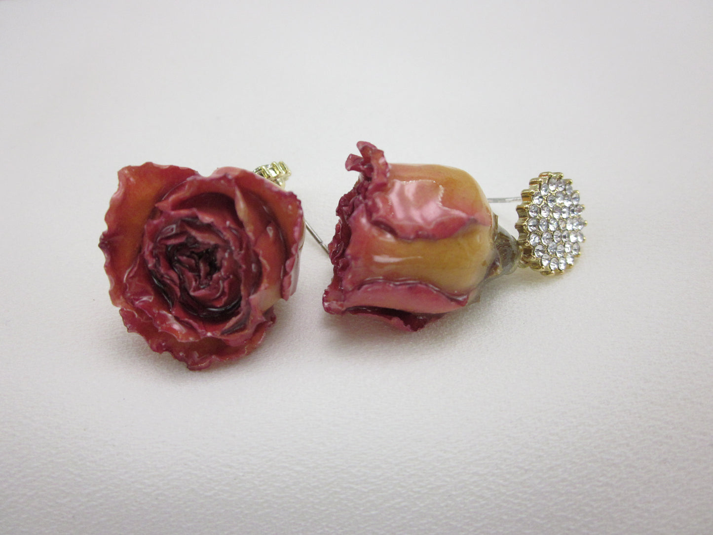 Dried Rose Earrings - Sunny Orange